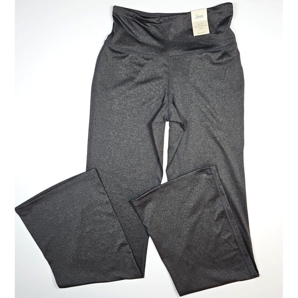 Jenni Women's Gray High-Rise Contour Waistband Flare Leg Yoga Pants Size XS‎ NWT